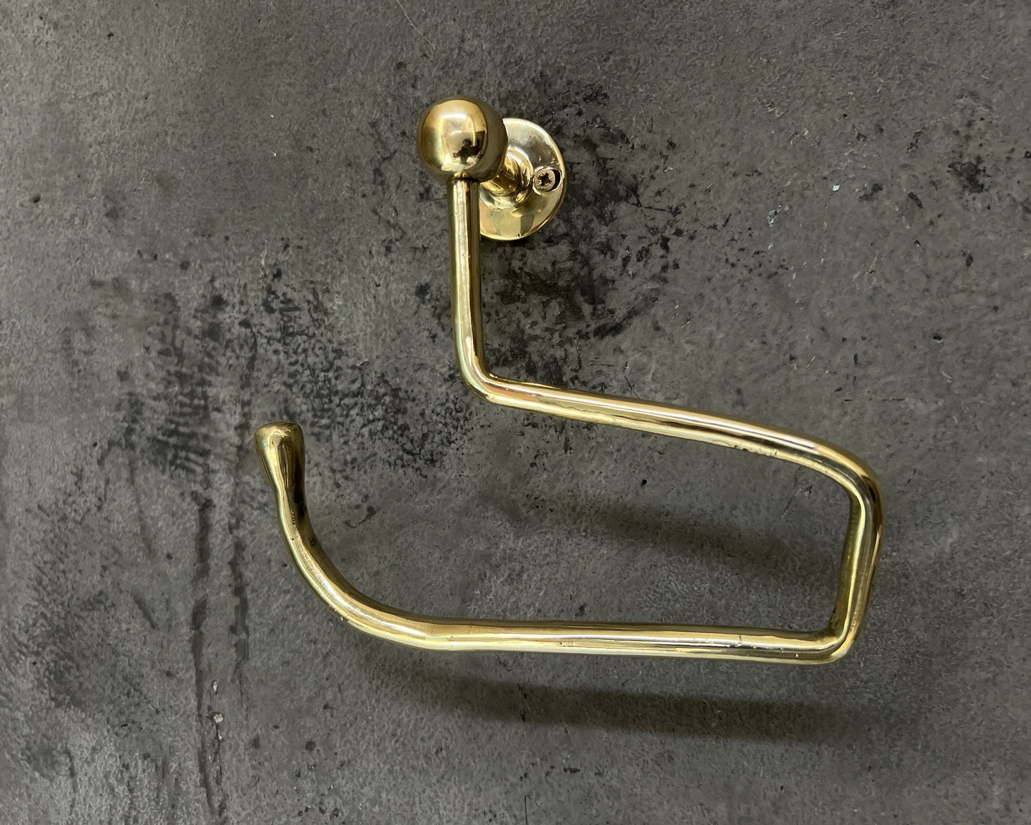 Solid Brass Wall Mount Toilet Paper Holder – Unlacquered Handmade Bathroom Fixture