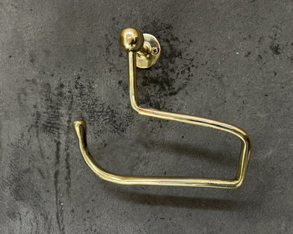 Solid Brass Wall Mount Toilet Paper Holder – Unlacquered Handmade Bathroom Fixture