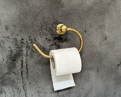 Curved Unlacquered Brass Toilet Paper Holder – Handcrafted Wall Mounted Solid Brass Roll Holder
