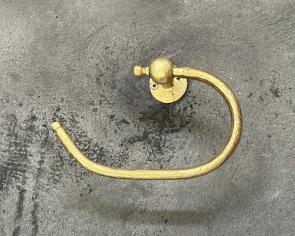 Curved Unlacquered Brass Toilet Paper Holder – Handcrafted Wall Mounted Solid Brass Roll Holder