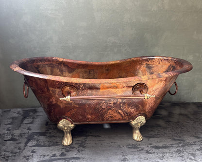 Clawfoot Copper Bathtub, Copper Soaking Tub With Patina Finish