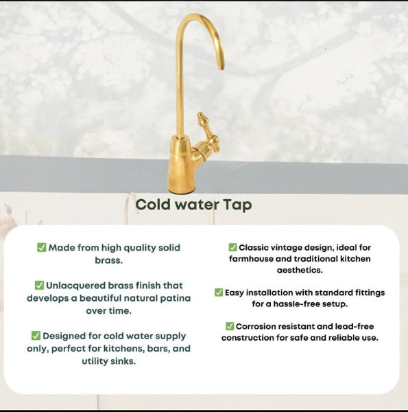 Unlacquered Brass Bridge Kitchen Faucet Set with Side Spray & Drinking Water Tap