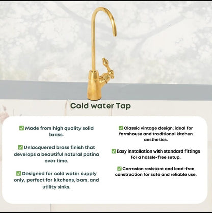 Unlacquered Brass Bridge Kitchen Faucet Set with Side Spray & Drinking Water Tap