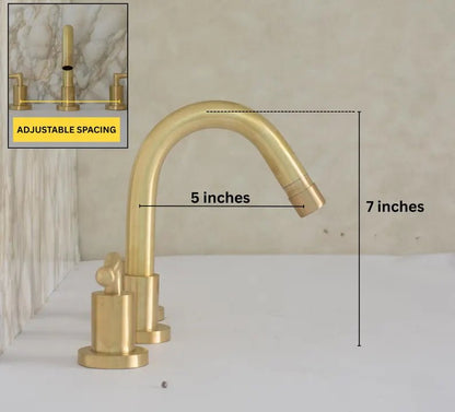 Luxury 3-Hole Brass Bathroom Faucet – Modern Unlacquered Brass Sink Mixer with Dual Handles - Brasska