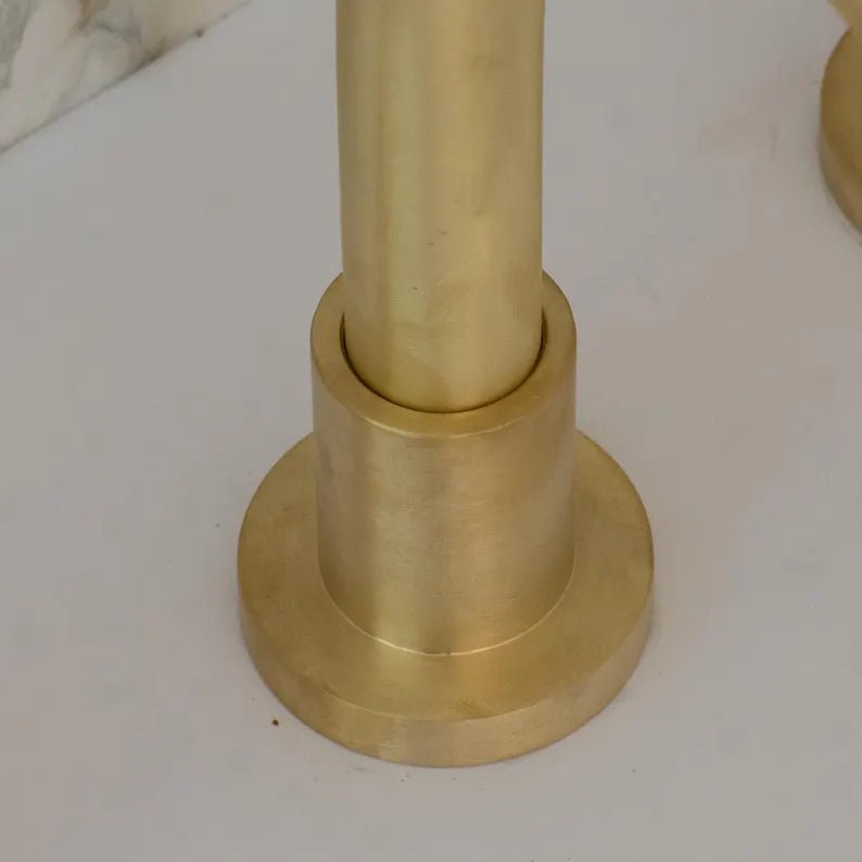 Luxury 3-Hole Brass Bathroom Faucet – Modern Unlacquered Brass Sink Mixer with Dual Handles - Brasska