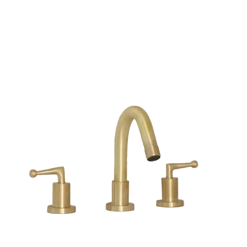 Luxury 3-Hole Brass Bathroom Faucet – Modern Unlacquered Brass Sink Mixer with Dual Handles - Brasska