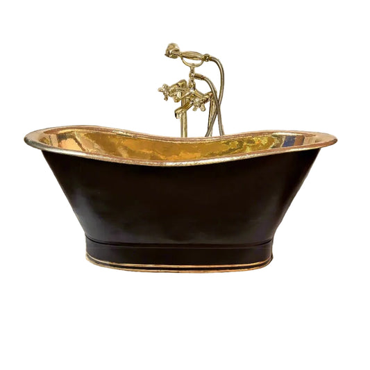 Luxury Black & Brass Freestanding Bathtub - Brasska