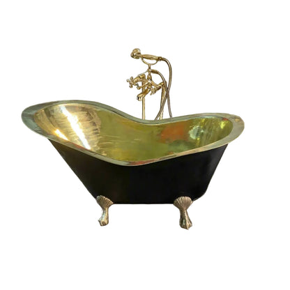 Luxury Brass & Copper Bathtub – Freestanding Clawfoot Tub, Handmade Moroccan Design - Brasska