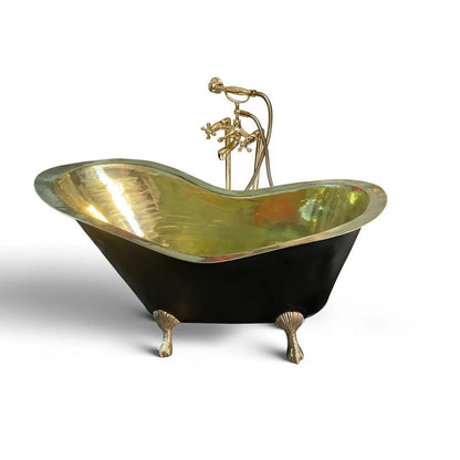 Luxury Brass & Copper Bathtub – Freestanding Clawfoot Tub, Handmade Moroccan Design - Brasska