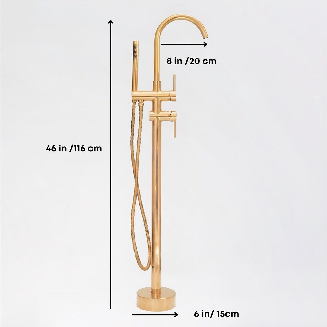 Luxury Brass Freestanding Tub Faucet with Hand Shower – Modern Floor Mounted Bath Filler - Brasska