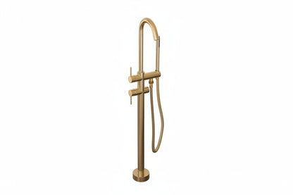 Luxury Brass Freestanding Tub Faucet with Hand Shower – Modern Floor Mounted Bath Filler - Brasska
