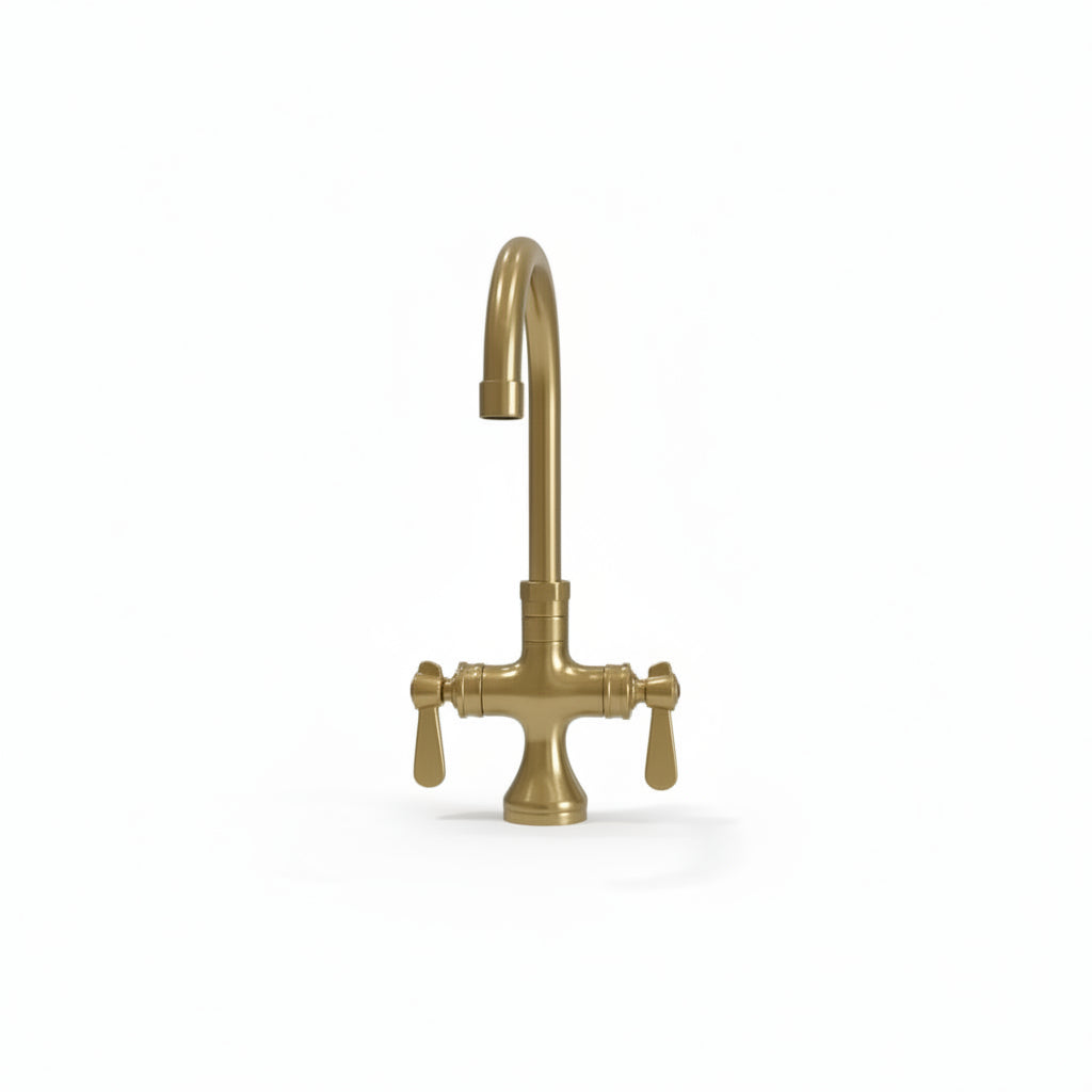 Luxury Brass Kitchen Faucet – Vintage Double-Handle Design - Brasska