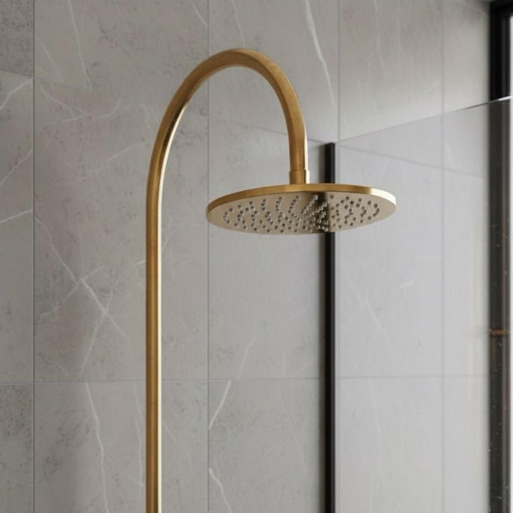 Luxury Brass Shower Set – Vintage Wall Mounted Rainfall Shower with Handheld Sprayer | Antique Gold Finish - Brasska