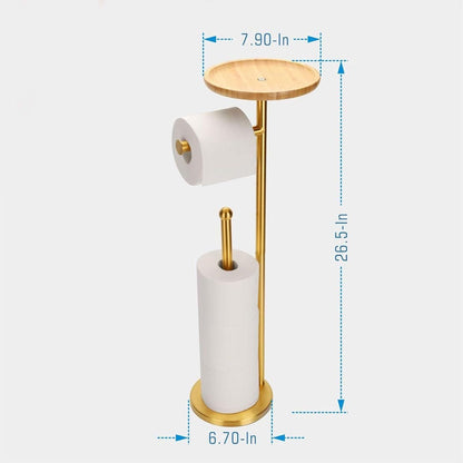 Luxury Brass Toilet Paper Stand – Multi-Roll Storage + Top Shelf - Brasska