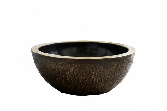 Luxury Hand-Hammered Black Brass Vessel Sink – Round Bathroom Basin - Brasska