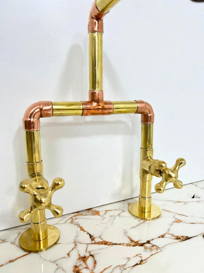 Luxury Handmade Kitchen Faucet | Solid Brass & Copper Mixer by BRASSKA - Brasska