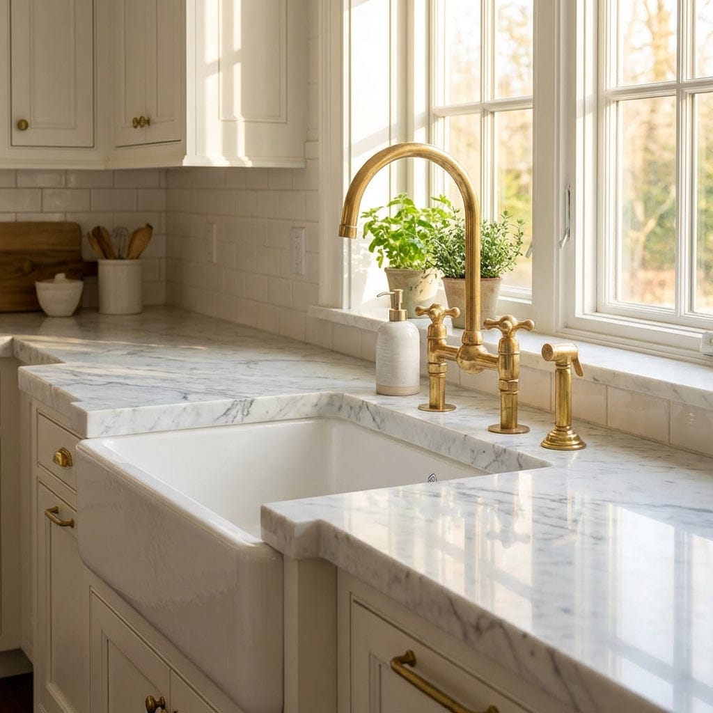 Luxury Unlacquered Brass Bridge Faucet Island Kitchen - Brasska