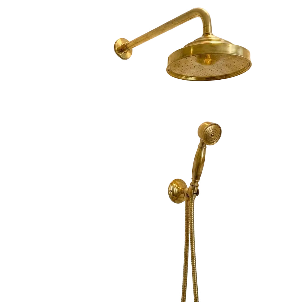 Luxury Unlacquered Brass Exposed Shower System - Brasska