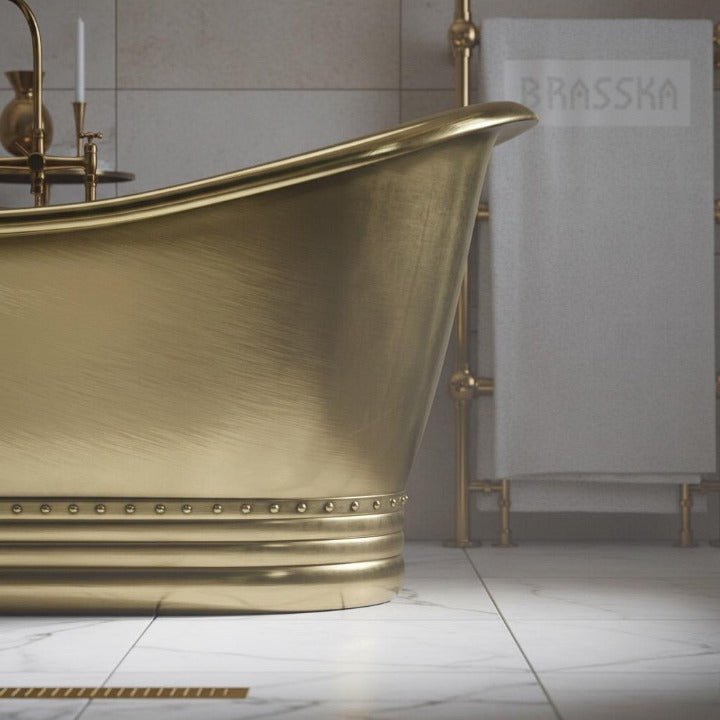 Luxury Unlacquered Brass Freestanding Bathtub | Handmade Solid Brass Soaking Tub for Modern & Vintage Bathrooms by BRASSKA - Brasska