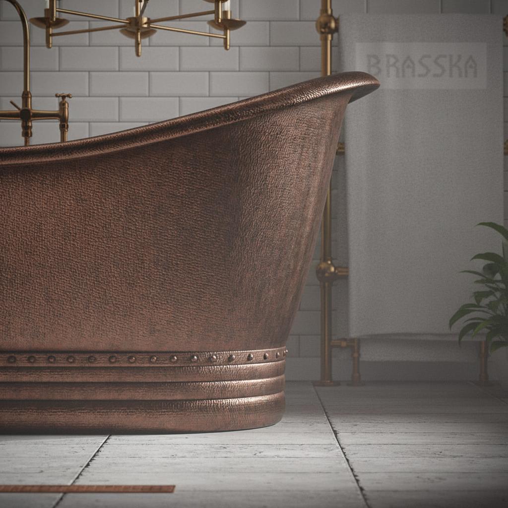 Medium Copper Freestanding Slipper Bathtub - Brasska