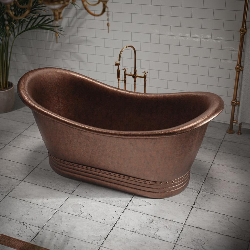 Medium Copper Freestanding Slipper Bathtub - Brasska