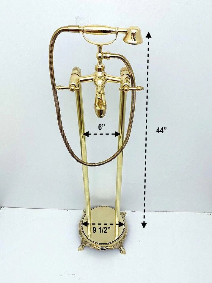 nlacquered Brass Tub Filler Bathtub Faucet with Hand Shower - Brasska