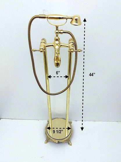 nlacquered Brass Tub Filler Bathtub Faucet with Hand Shower - Brasska