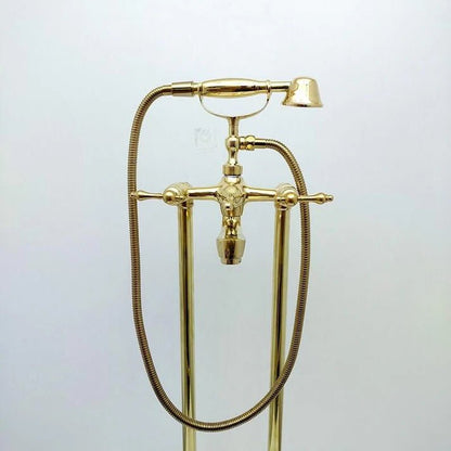 nlacquered Brass Tub Filler Bathtub Faucet with Hand Shower - Brasska