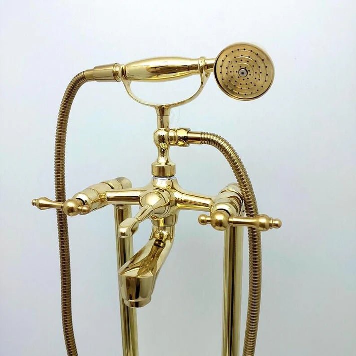 nlacquered Brass Tub Filler Bathtub Faucet with Hand Shower - Brasska