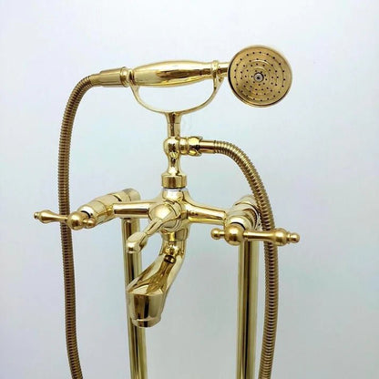 nlacquered Brass Tub Filler Bathtub Faucet with Hand Shower - Brasska