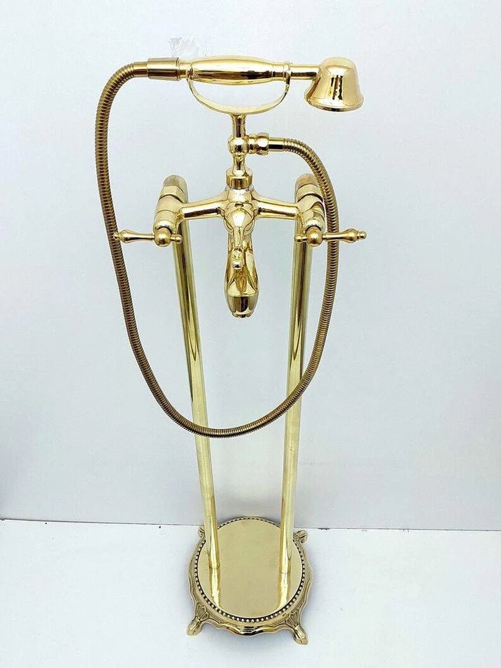 nlacquered Brass Tub Filler Bathtub Faucet with Hand Shower - Brasska