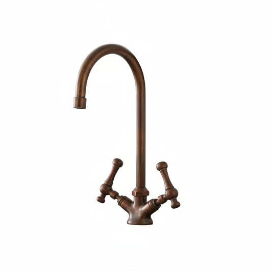 Oil Rubbed Bronze Bathroom Faucet – Vintage Gooseneck Vanity Sink Tap - Brasska