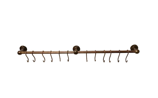 Oil Rubbed Pot Rack kitchen Storage - Copper Kitchen Rail with Hooks - Brasska