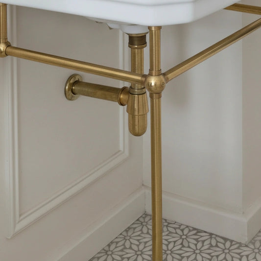 Unlacquered Brass Console Vanity Legs – Handmade Bathroom Sink Stand