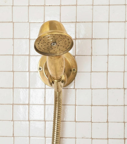 Unlacquered Brass Shower System – Wall Mount Mixer with Handheld