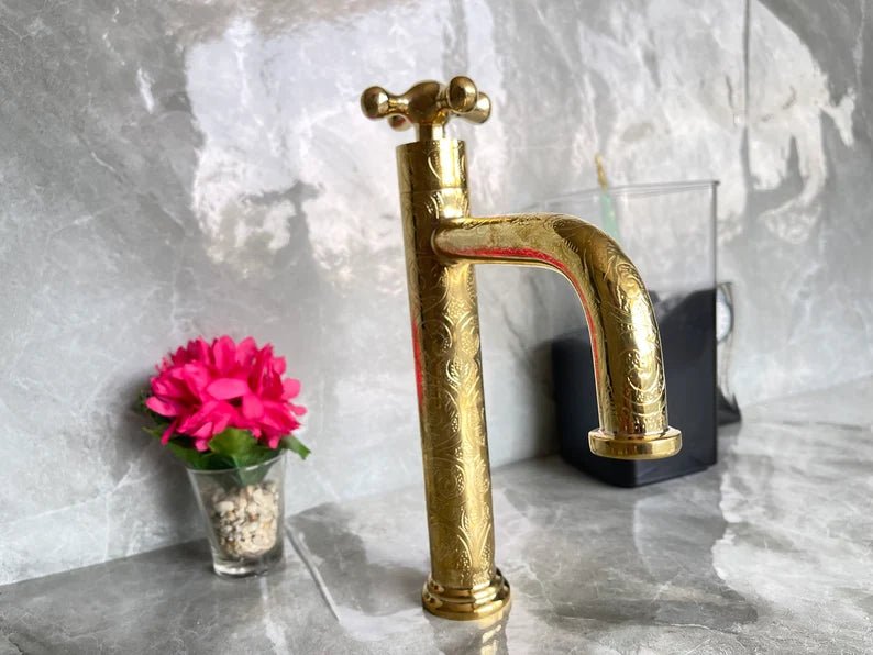 Ornate Brass Bathroom Faucet - Brasska