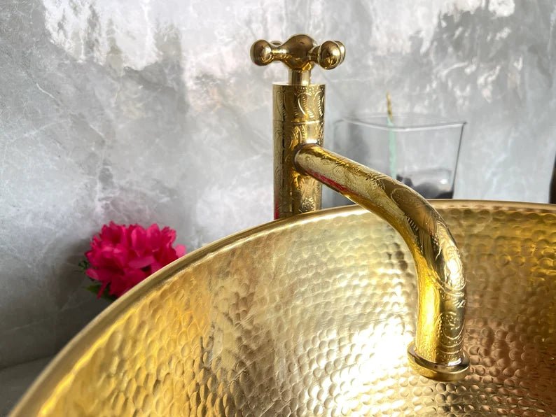 Ornate Brass Bathroom Faucet - Brasska