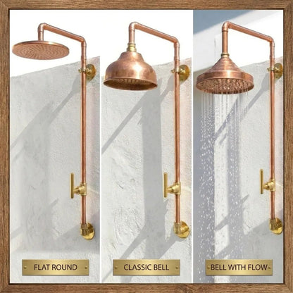 Outdoor Copper Rain Shower System with Single Handle – Wall Mounted Luxury Shower Fixture - Brasska