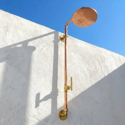 Outdoor Copper Rain Shower System with Single Handle – Wall Mounted Luxury Shower Fixture - Brasska