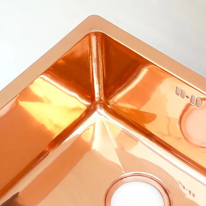 Polished Copper Single Bowl Drop-In Sink – Modern Kitchen Elegance - Brasska