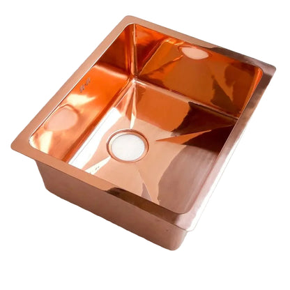 Polished Copper Single Bowl Drop-In Sink – Modern Kitchen Elegance - Brasska