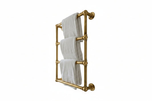 Premium Solid Brass Wall-Mounted Towel Rack – Vintage Bathroom Warmer - Brasska