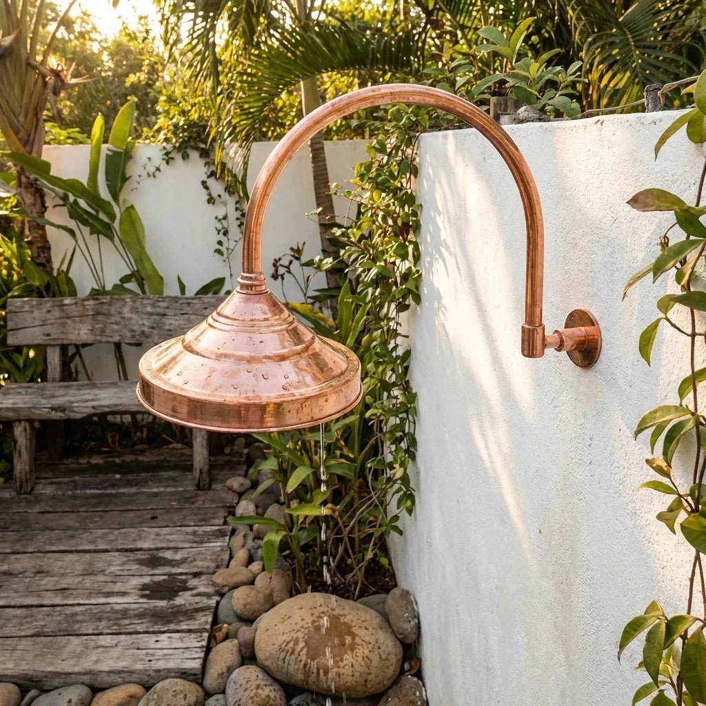 Round Shower Head In Pure Copper, Outdoor and Indoor showerhead - Brasska