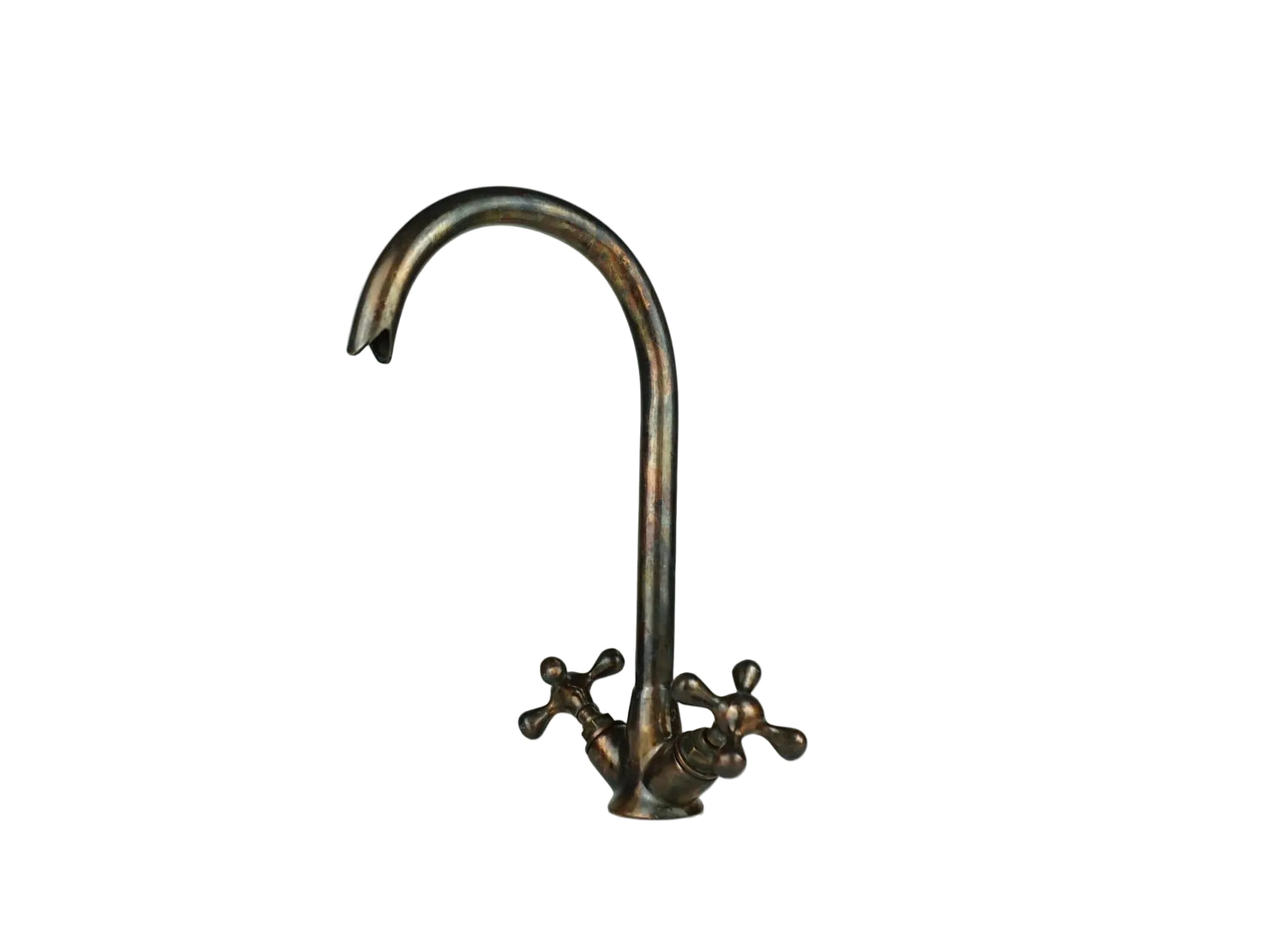 Rustic Brass Vessel Sink with Faucet – Oil Rubbed Bronze Round Bathroom Basin - Brasska