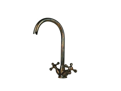 Rustic Brass Vessel Sink with Faucet – Oil Rubbed Bronze Round Bathroom Basin - Brasska