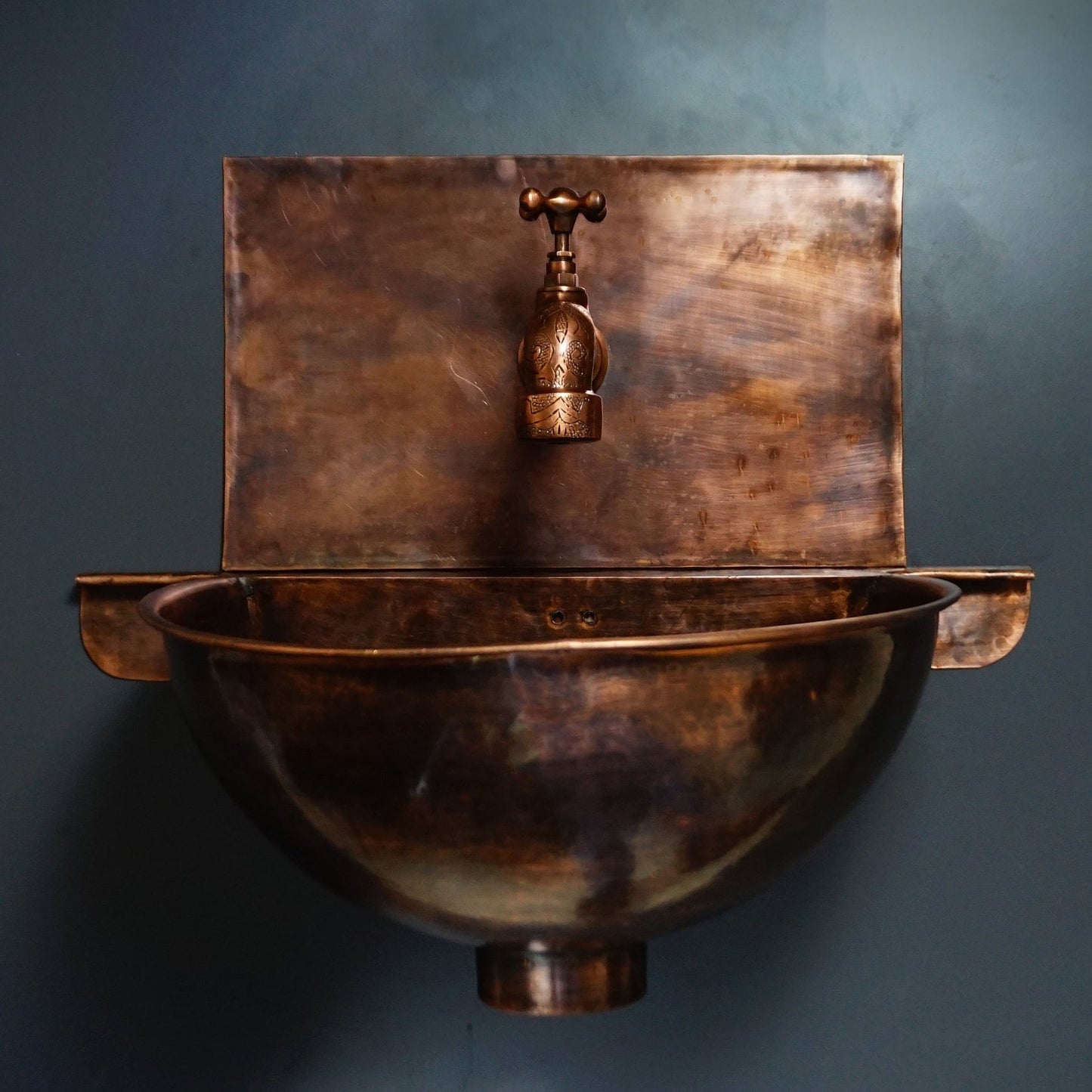 Rustic Copper Wall Mount Sink Bathroom - Brasska
