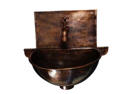 Rustic Copper Wall Mount Sink Bathroom - Brasska