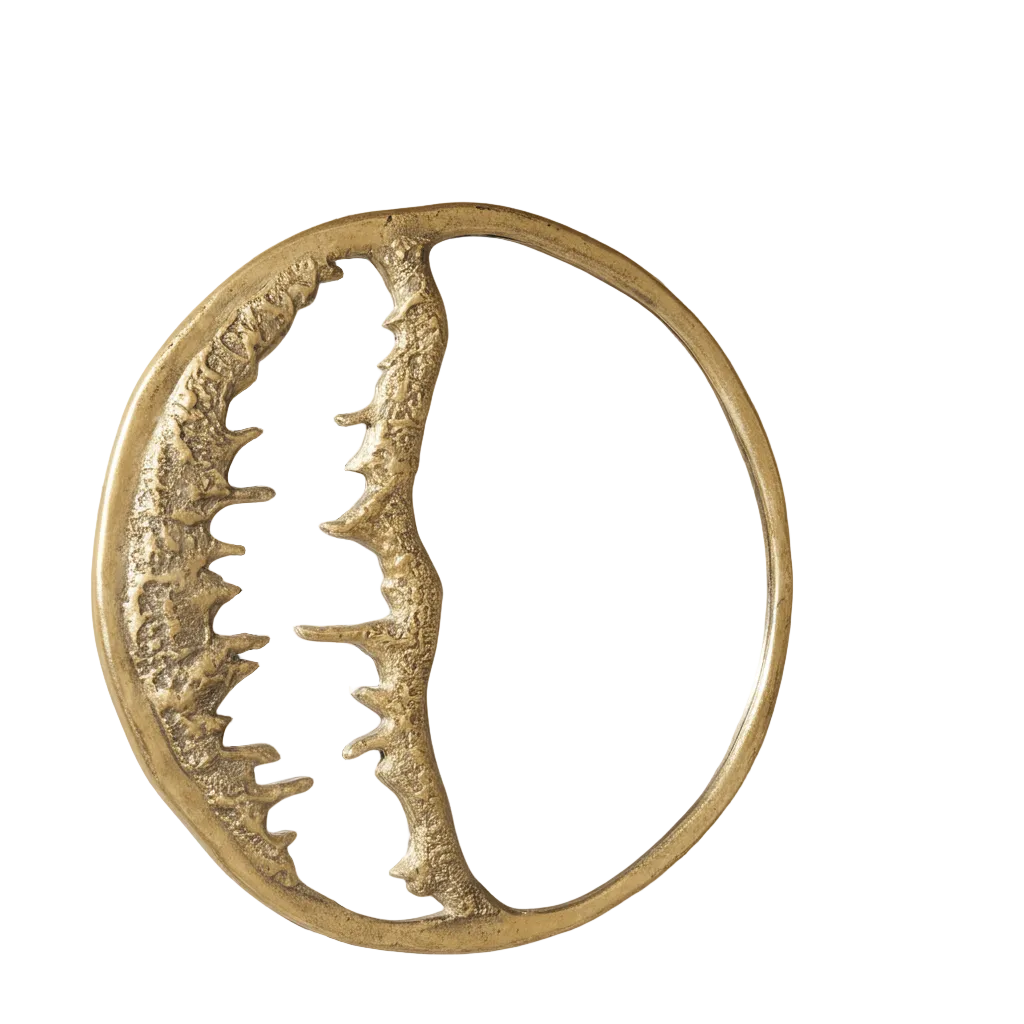 Sculptural Brass Wall Mirror – Handmade Textured Gold Round Statement Decor - Brasska
