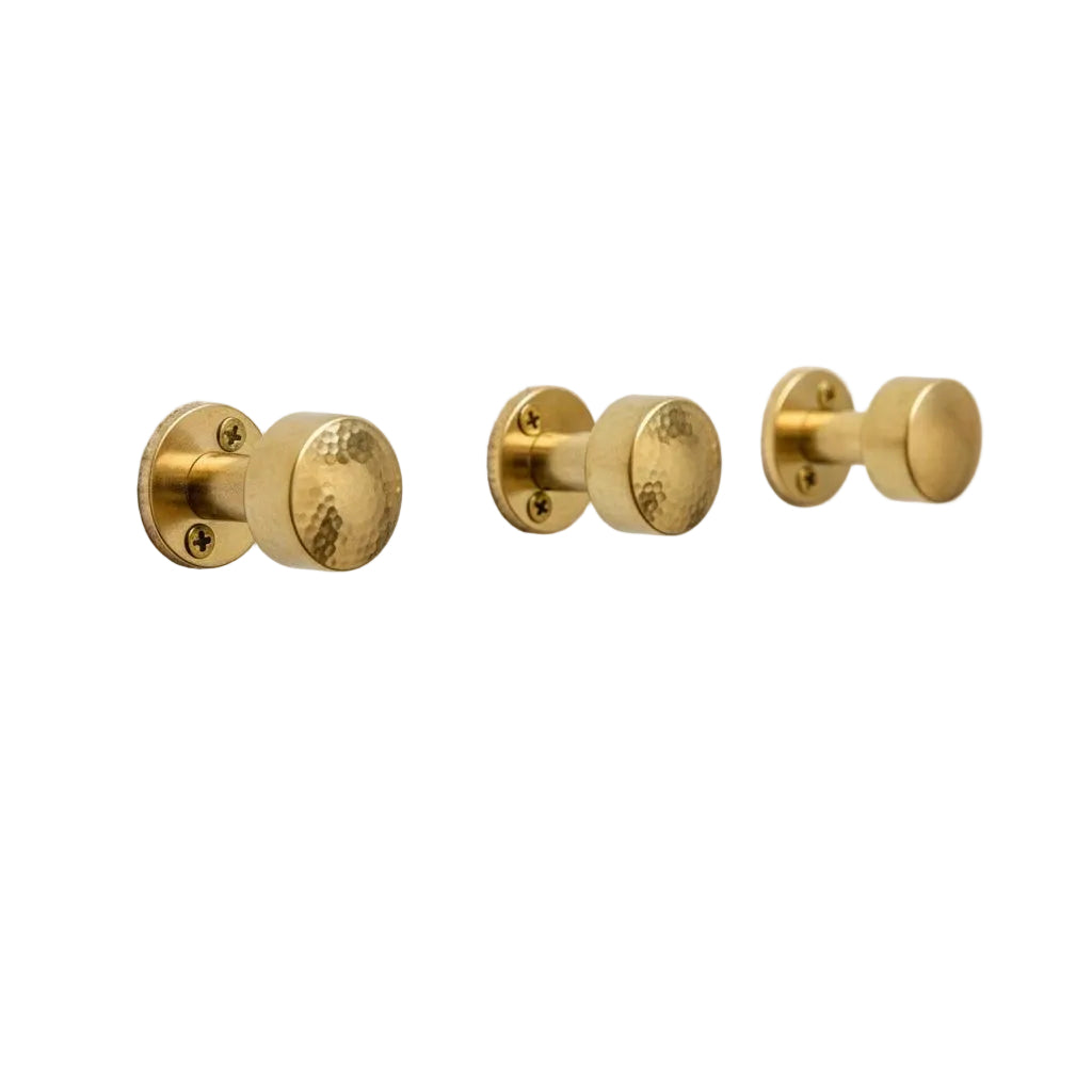 Set of 3 Solid Brass Wall Hooks – Handmade Unlacquered Coat Pegs - Brasska