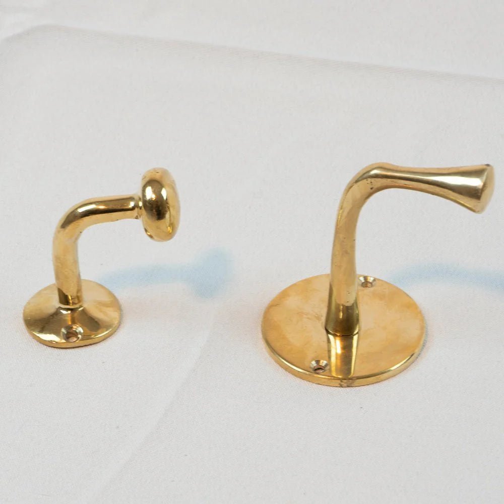 Set of Handcrafted Unlacquered Brass Hooks For Wall - Brasska